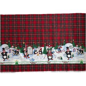 Vtg Daisy Kingdom Tuxedo Junction Plaid Border 1635 Penguins Double Fabric BTY